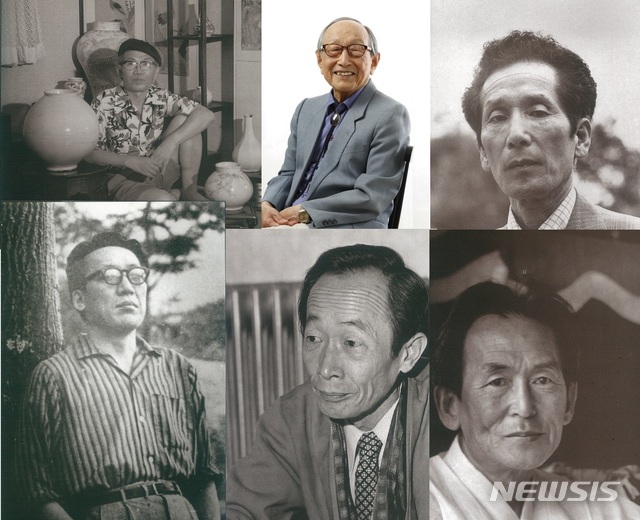 [서울=뉴시스]2020년 탄생 100주년 문학인. 왼쪽 위부터 시계방향으로 김상옥, 김형석, 이동주, 이범선, 조연현, 조지훈. (사진 = 대산문화재단 제공) 2020.06.08.photo@newsis.com