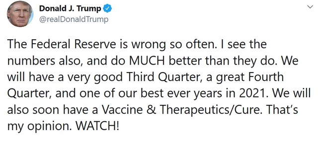 트럼프 "연준 자주 틀려...3~4분기 아주 좋을것"