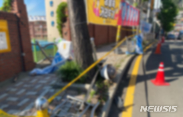 [부산=뉴시스] 부산 해운대구 스쿨존 내 사고현장. (사진=부산경찰청 제공)