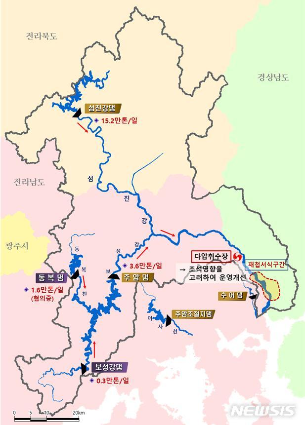 [세종=뉴시스] 섬진강 유역 염해피해 개선방안 모식도. (자료=환경부 제공). 2020.06.23. photo@newsis.com