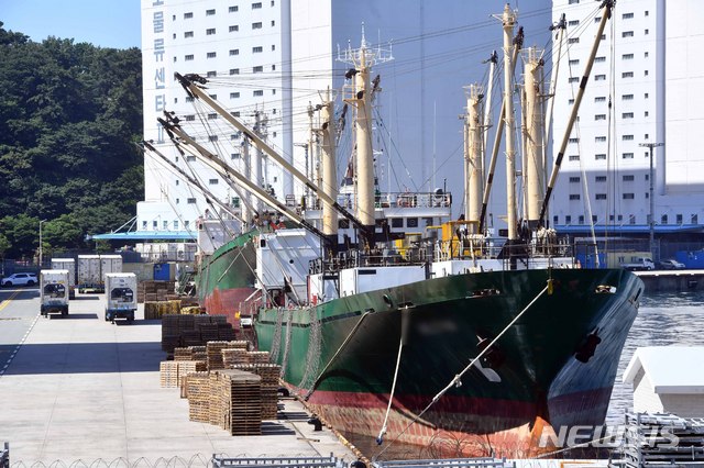 [부산=뉴시스] 하경민 기자 = 부산 감천항에 입항한 러시아 국적 냉동화물선 A호(3933t)의 선원 21명 중 16명이 신종 코로나바이러스 감염증(코로나19) 양성 판정을 받은 가운데 선원들이 격리된 A호가 23일 오전 감천항에 정박하고 있다. 2020.06.23.  yulnetphoto@newsis.com