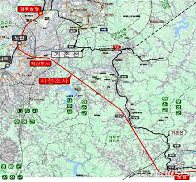 [나주=뉴시스] = '경전선 신선 광주송정~순천 전철화사업' 73.5㎞ 구간의 중간 경유지에 나주혁신도시가 포함돼 신설역사가 들어서게 된다. (사진=뉴시스DB)