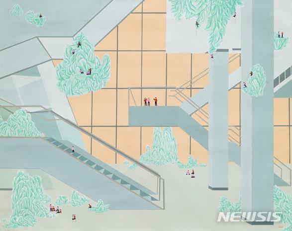 [서울=뉴시스] 유혜경, 眞景_Homo Ludens, 162x130cm, 장지에 채색, 2020