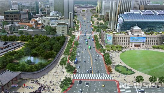 [서울=뉴시스] 세종대로·퇴계로 보행거리 재편 조감도. (조감도=서울시 제공) 2020.07.01. photo@newsis.com 