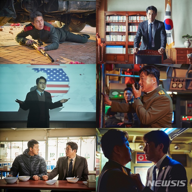 [서울=뉴시스]정우성과 곽도원이 '강철비'(2017) 이후 남과 북의 소속을 바꿔 영화 '강철비2: 정상회담'으로 다시 만났다. 왼쪽은 강철비, 오른쪽은 강철비2: 정상회담. (사진=롯데엔터테인먼트 제공)