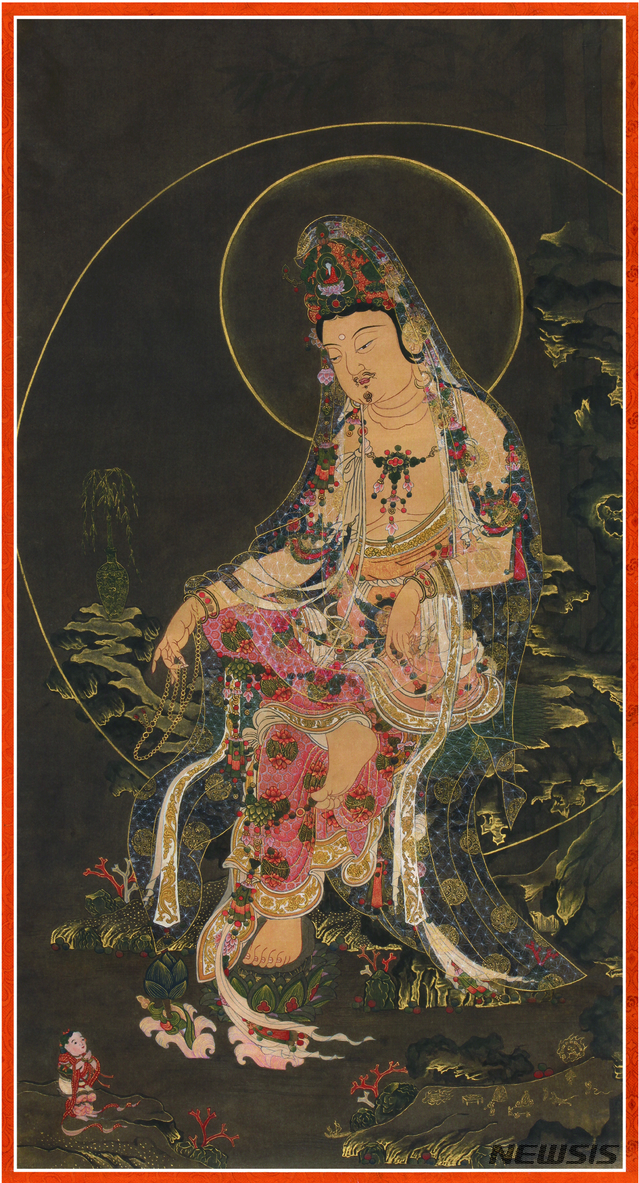 [서울=뉴시스]조이락, 수월관음도, 비단에 석채, 2014(사진=아트로직스페이스 제공)2020.07.07 photo@newsis.com