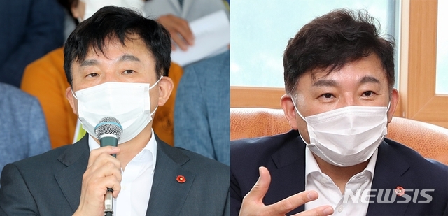 [제주=뉴시스]원희룡 제주지사가 지난 1일부터 8일까지 하계휴가 기간 중 서울 모 성형외과에서 안검하수(眼瞼下垂) 시술을 받은 것으로 파악됐다(오른쪽). 안검하수 시술은 윗눈꺼풀이 쳐저서 눈을 크게 뜰 수 없는 증상을 개선하는 것이다. 지난달 15일 '4·3 특별법 즉각 개정 촉구' 기자회견에서 인사말을 하는 원 지사의 모습(왼쪽)과 확연히 다른 모습을 확인할 수 있다. (사진=뉴시스DB) 2020.07.13.&nbsp; photo@newsis.com 