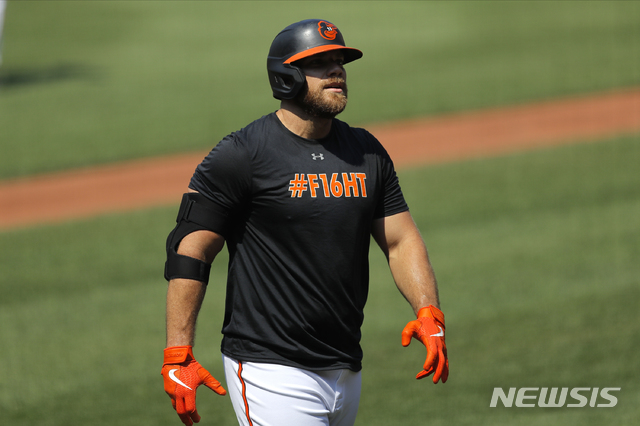 [볼티모어=AP/뉴시스] 메이저리그(MLB) 볼티모어 오리올스의 크리스 데이비스. 2020.07.03