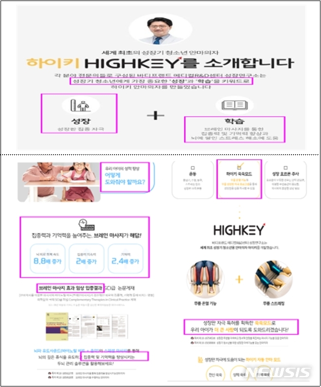 [세종=뉴시스] 바디프랜드 브레인 마사지의 기억력 등 향상 광고 이미지. (사진=공정거래위원회 제공)