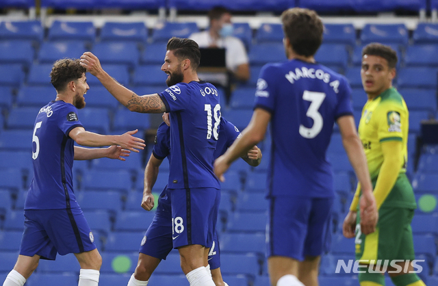 [런던=AP/뉴시스] 첼시의 해결사 올리비에 지루. 2020.07.14.