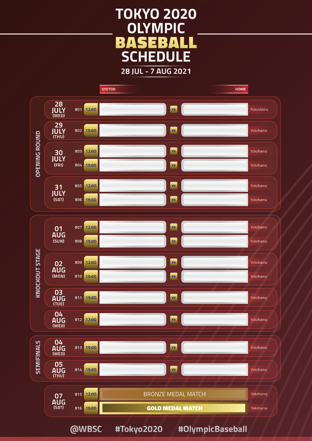[서울=뉴시스]2020 도쿄올림픽 야구 일정표.(사진=세계야구소프트볼연맹 SNS)