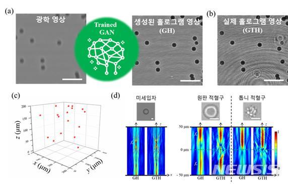[포항=뉴시스] 강진구 기자 = 포스텍(총장 김무환)은 기계공학과 이상준 교수, 유동현 교수, 고태식 박사, 통합과정 이상승씨 연구팀이 딥러닝을 활용해 일반적인 광학현미경의 백색광을 바탕으로 얻은 2D 광학 영상을 3D 홀로그램 영상으로 변환하는 디지털 홀로그래픽 현미경(DHM) 기술을 개발했다고 23일 밝혔다.사진은 관련 연구흐름도.(사진=포스텍 제공) 2020.07.23.&nbsp; photo@newsis.com