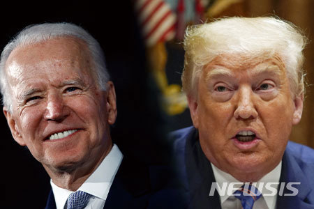 [서울=뉴시스]조 바이든 미 민주당 대선 후보(왼쪽)와 도널드 트럼프 미 대통령.