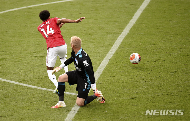 [레스터=AP/뉴시스] 맨유 제시 린가드가 최종전에서 시즌 첫 골을 터트렸다. 2020.07.26.