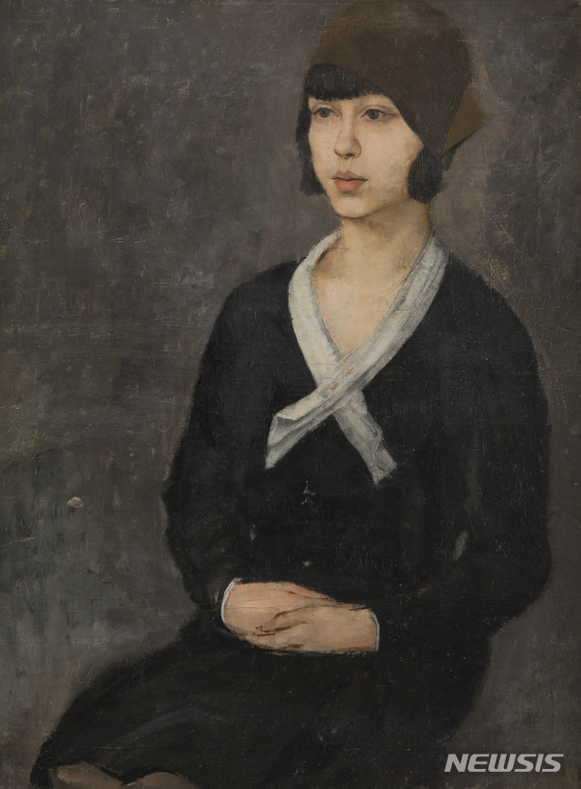 [서울=뉴시스] 배운성, 검은 옷을 입은 소녀, 1930년대, 캔버스에 유채, 72 x 53 cm. 사진=웅갤러리 제공. 2020.7.31. photo@newsis.com