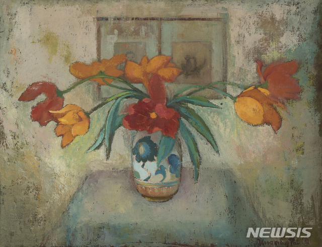 [서울=뉴시스] 배운성, 꽃이 있는 정물, 1930년대, 판넬에 유채 66 x 86 cm, 사진=웅갤러리 제공. 2020.7.31. photo@newsis.com