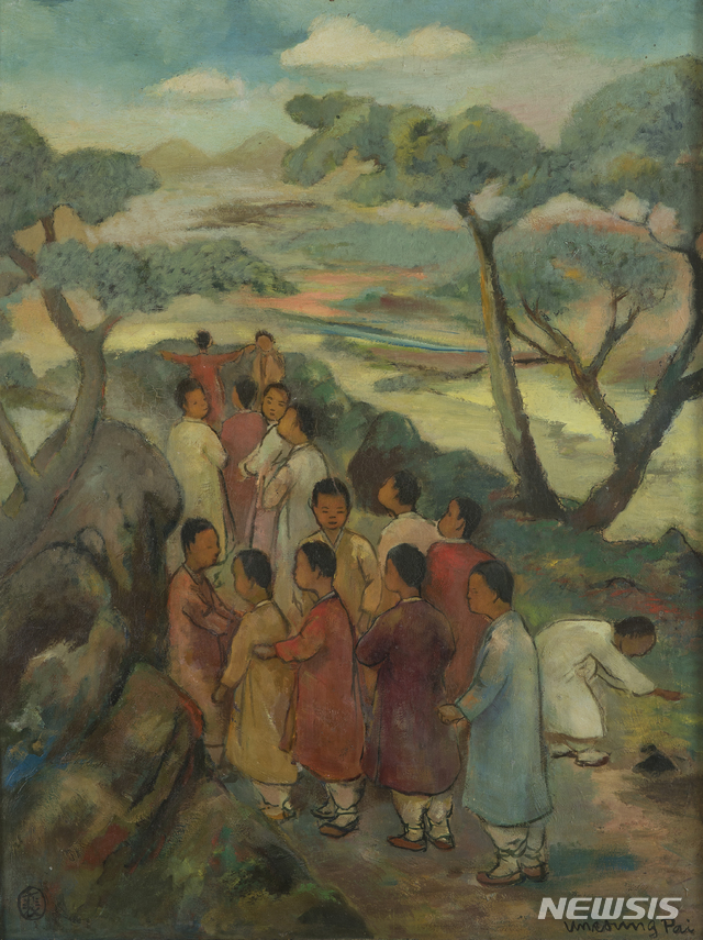 [서울=뉴시스] 배운성, 행렬, 1930년대, 판넬에 유채, 86 x 66 cm.사진=웅갤러리 제공. 2020.7.31. photo@newsis.com