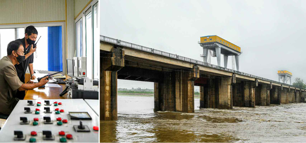 [서울=뉴시스] 성천갑문사업소에서. 2020.08.06. (사진=노동신문 캡처)