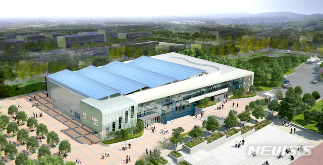 [영광=뉴시스] =영광 대마전기차산업단지에 들어설 복합문화센터 조감도. 총 40억원을 투입해 2021년 착공하는 이 센터는 산단 지원시설 부지에 지상 2층, 연면적 1220㎡ 규모로 2022년 준공 예정이다. (이미지=영광군 제공) 2020.08.07 photo@newsis.com