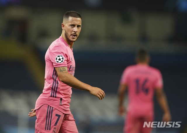 [맨체스터=AP/뉴시스] 레알 마드리드 에당 아자르. 2020.08.07.