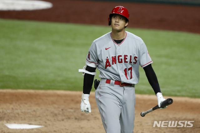 [알링턴=AP/뉴시스] 메이저리그(MLB) LA 에인절스의 오타니 쇼헤이. 2020.08.08