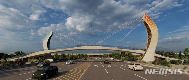 [김해=뉴시스] 김해 동김해IC 쌍어문양 조형물 설치