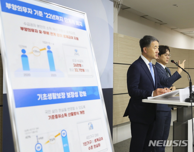 [서울=뉴시스] 박능후 보건복지부 장관이 10일 오후 정부세종청사에서 열린 제2차 기초생활보장 종합계획 브리핑에서 발언하고 있다.(사진=보건복지부 제공) 2020.08.10. photo@newsis.com