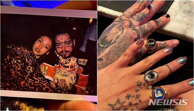 [서울=뉴시스] 미국 가수 포스트 말론, 한국인 래퍼 멜로. (사진 = 멜로 인스타그램) photo@newsis.com