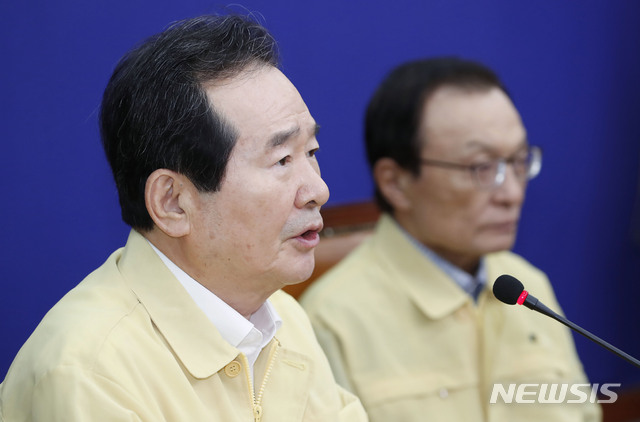 [서울=뉴시스] 최동준 기자 = 정세균 국무총리가 12일 서울 여의도 국회에서 열린 고위당정협의회에서 발언하고 있다. 2020.08.12.  photocdj@newsis.com