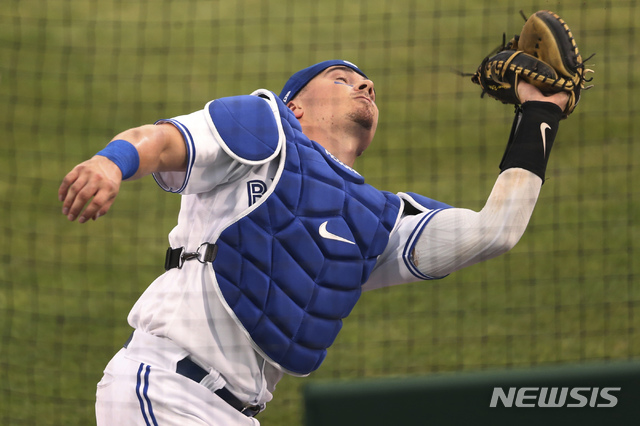 [버펄로=AP/뉴시스] 메이저리그(MLB) 토론토 블루제이스 포수 리즈 맥과이어. 2020.08.16
