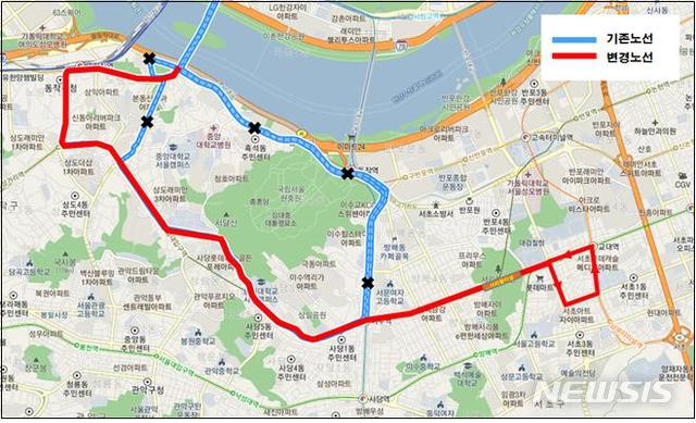 [서울=뉴시스] 변경된 752번 버스 노선도. (사진=서울시 제공) 2020.09.02. photo@newsis.com 