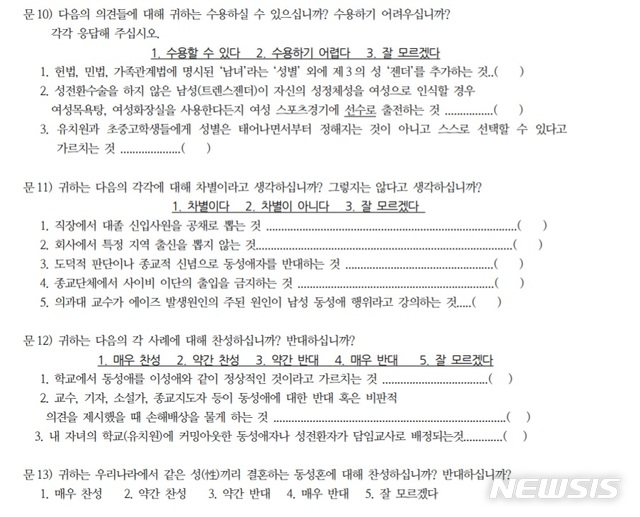 [서울=뉴시스]한교총에서 실시한 차별금지법 설문. (사진 = 한교총 제공) 2020.09.02.photo@newsis.com
