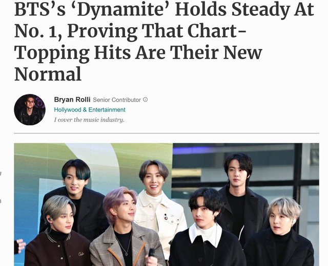 [서울=뉴시스] 포브스 방탄소년단 보도. 2020.09.09. (사진 = 홈페이지 캡처) photo@newsis.com 