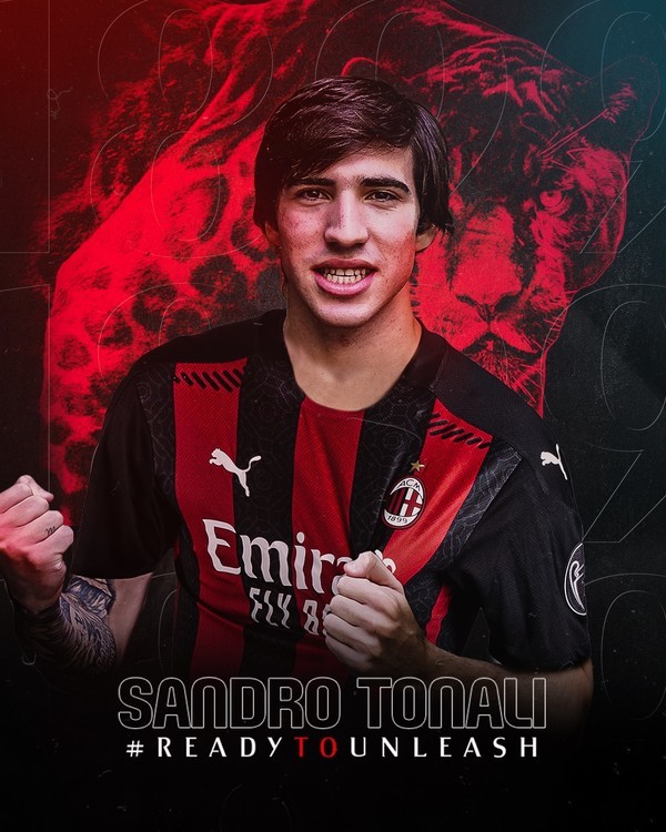 [서울=뉴시스] AC밀란이 '제2의 피를로' 토날리 영입에 성공했다. (캡처=AC밀란 소셜미디어)