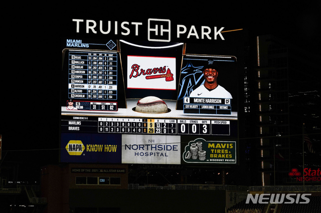 [애틀랜타=AP/뉴시스]29-9가 찍힌 전광판. 2020.09.10.