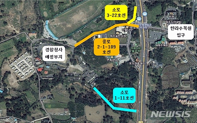[제주=뉴시스] 수목원서길 도시계획도로 개설사업 위치도. (자료=제주시 제공)