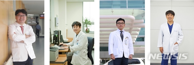 [익산=뉴시스] 강명수 기자 =원광대학교병원은 권역외상센터 박찬용·엄기성·김대원·정현석(좌측부터) 교수가 제35차 국제외상학술대회에서 우수논문상을 수상했다고 14일 밝혔다. (사진 =원광대학교병원 제공) 2020.09.14.photo@newsis.com