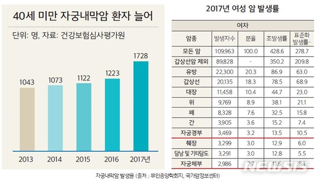 [익산=뉴시스] =자궁내막암 발생률.
