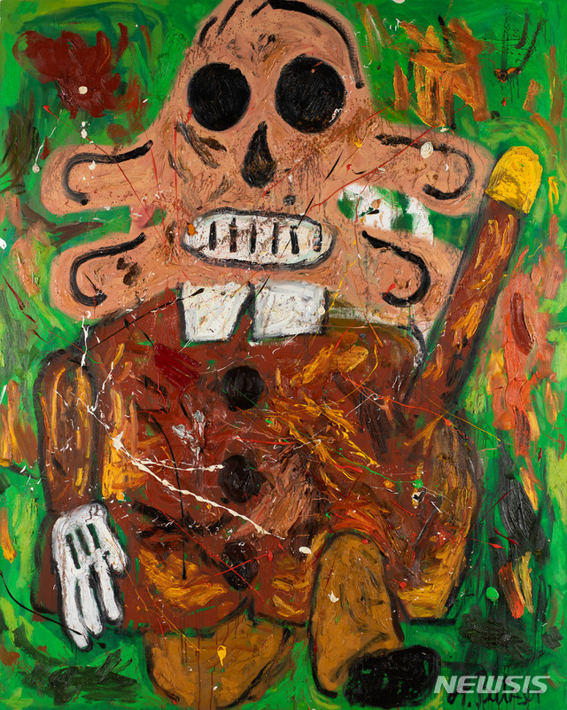 [서울=뉴시스] ’스페이스K_서울‘ 개관전 Andre Butzer_Untitled (wanderer), Oil on Canvas, 300x241cm, 2007,안드레 부처(André Butzer, b.1973, 독일) 독일 슈투트가르트 출신의 화가 안드레 부처는 미국과 독일의 역사와 정치, 경제, 사회 계층, 엔터테인먼트, 그리고 과학 기술에 이르기까지 현대 자본주의 사회를 이루는 모든 것들에서 작품의 영감을 얻는다. 이번에 전시되는 <Untitled(wanderer)>에는 갈색 코트와 흰 장갑을 착용하고 단호한 표정을 짓고 있는 주인공이 정중앙에 등장한다. 이 인물은 카스파르 다비드 프리드리히의 <안개 낀 바다 위의 방랑자>에서 영감을 받은 것으로 보이며 두터운 붓질과 강렬한 색채는 앞으로 나아갈 미래에 대한 확고한 의지를 보여주고 있다.