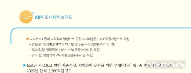 [세종=뉴시스] 조세재정연구원(조세연)이 지역 화폐의 경제적인 효과성을 분석한 보고서('지역 화폐의 도입이 지역 경제에 미친 영향')의 일부. (자료=조세연 제공) 