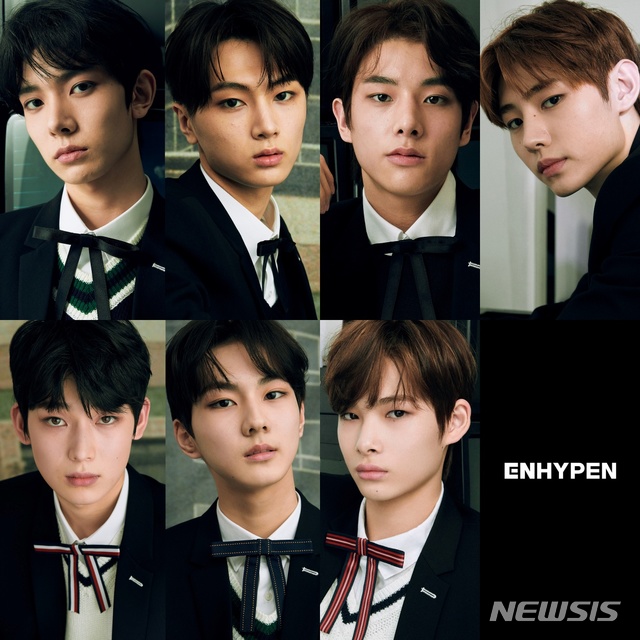 [서울=뉴시스]그룹 '엔하이픈(ENHYPEN)'. (왼쪽 위부터 시계방향으로)희승, 제이, 제이크, 성훈, 니키, 정원, 선우. (사진=빌리프랩 제공) 2020.09.19. photo@newsis.com