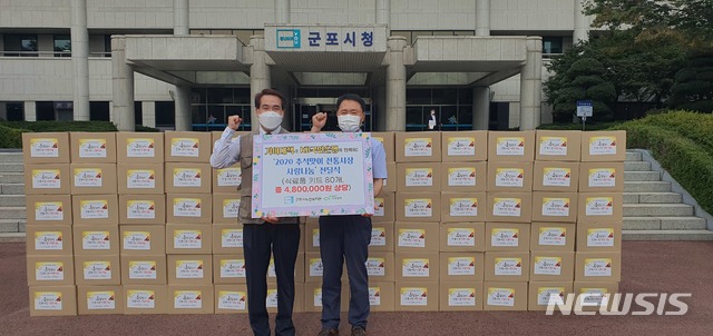 [군포=뉴시스] 박석희 기자 = 기아대책·KB국민은행, 후원품 전달 현장.