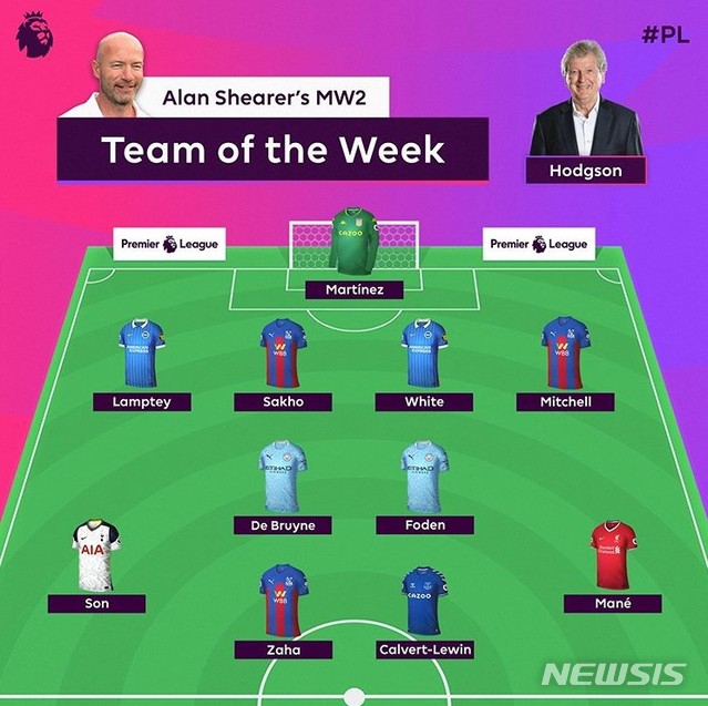 [서울=뉴시스]2020~2021 EPL 2라운드 베스트11 (시진 = EPL SNS 캡처)