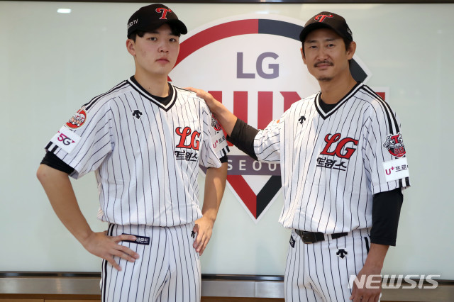 이민호(왼쪽)와 박용택 (사진 = LG 트윈스 제공)