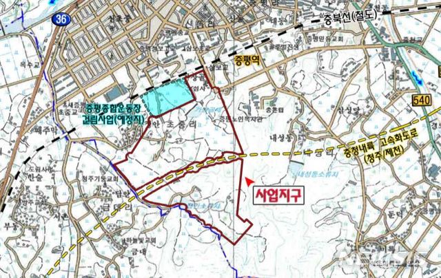 [증평=뉴시스]증평초중일반산업단지 위치도. (사진=증평군 제공) photo@newsis.com 
