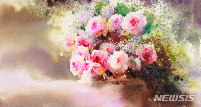 [서울=뉴시스]2020, 안모경, 장미에 물들다, 30.3x72.7㎝, Watercolor on paper, 2020(사진=MANIF 제공)2020.11.06 photo@newsis.com 