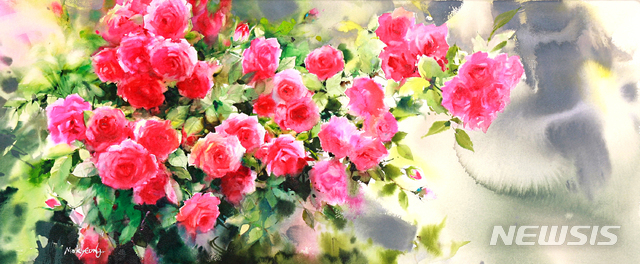 [서울=뉴시스]2020마니프_안모경, 장미에 물들다, 36.3x90.9㎝ Watercolor on paper, 2017(사진=MANIF 제공)2020.11.06 photo@newsis.com 