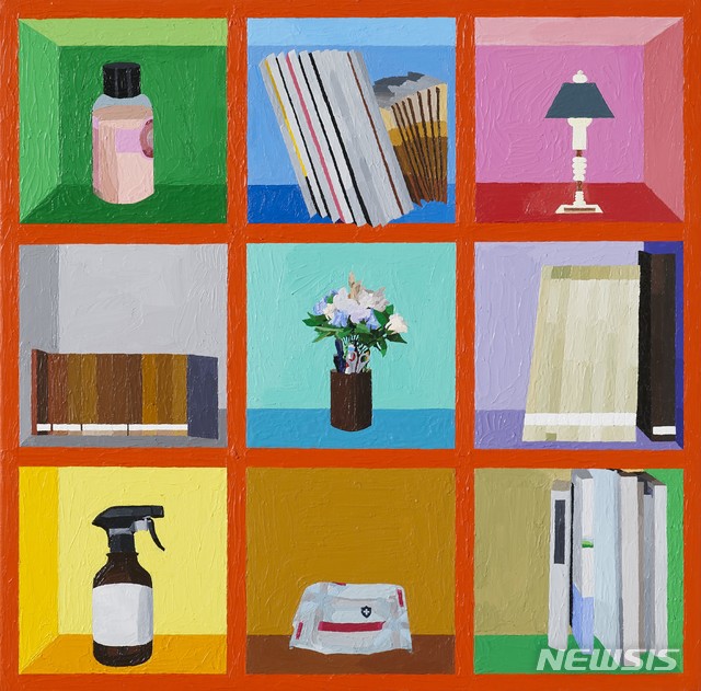 [서울=뉴시스]2020마니프_조신욱, 책가도 9칸, 53x53㎝, Acrylic on Canvas, 2020(사진=MANIF 제공)2020.11.06 photo@newsis.com