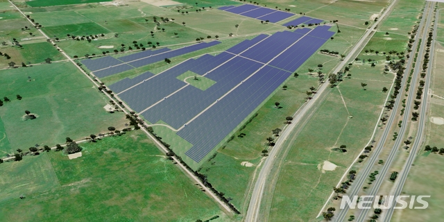[세종=뉴시스]한국서부발전이 호주 멜버른 북동쪽에 위치한 우동가에 75㎿ 규모 태양광발전소를 건설한다. 사진은 우동가 태양광발전소 조감도. (사진=한국서부발전 제공)