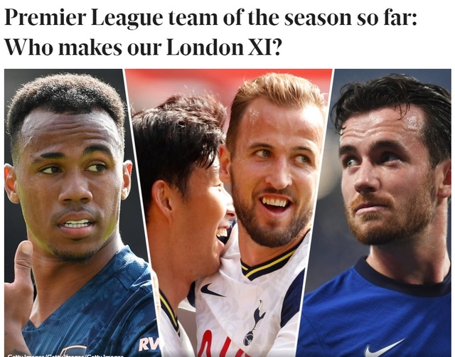 [서울=뉴시스] 영국 지역지 이브닝스탠다드가 런던베스트11을 선정했다. (캡처=이브닝스탠다드 홈페이지)